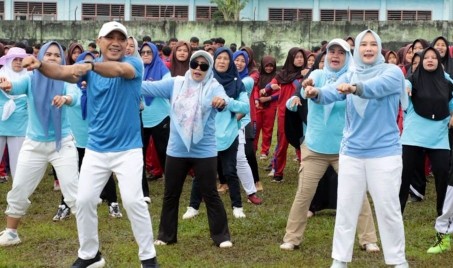 Roadshow Senam Oke Gas di Desa Pasuruan, Pemkab Lampung Selatan Bangun Fondasi Kesehatan Jangka Panjang