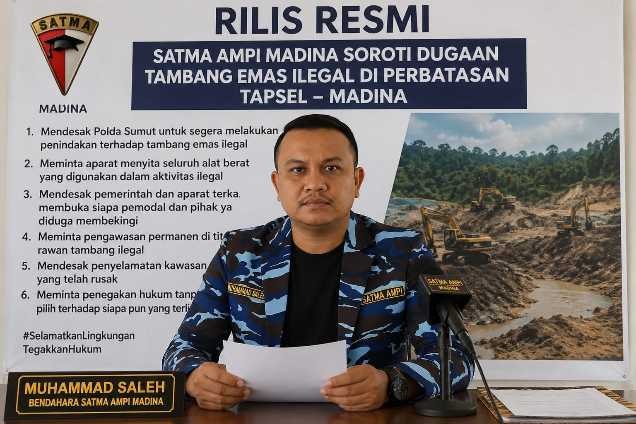 SATMA AMPI Madina Soroti Dugaan 20 Alat Berat Tambang Ilegal di Perbatasan Tapsel-Madina