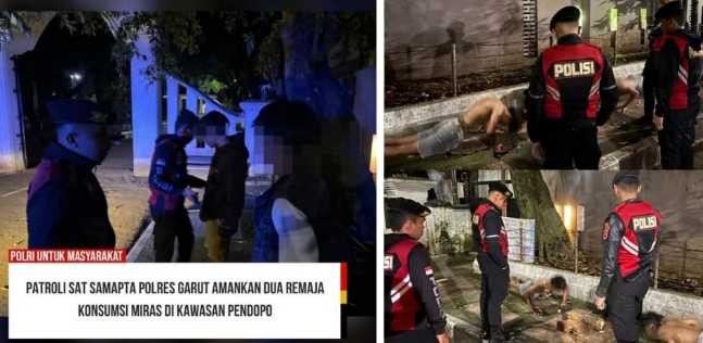 Patroli Sat Samapta Polres Garut Amankan Dua Remaja Konsumsi Miras di Kawasan Pendopo