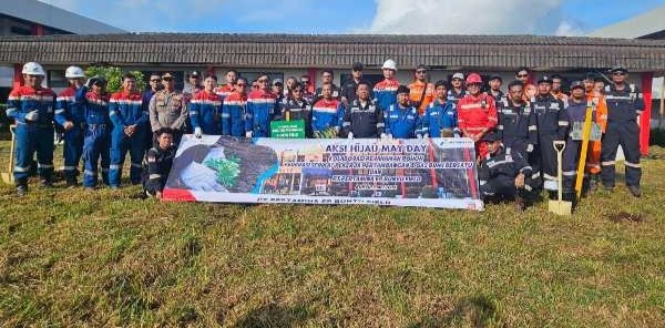 Sinergi Muspika dan Serikat Pekerja, Pertamina PEP Bunyu Field Sukses Hijaukan Area Operasi di Hari Buruh