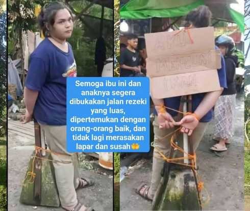 Seorang Ibu Mencuri Ikan Dihukum Diikat Jadi Tontonan Gratis